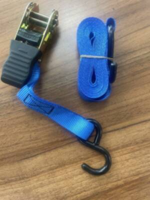 Blue Ratchet Strap with Hooks 25mm Wide 